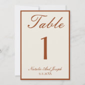 Terracotta Burnt Orange Old Money Wedding Table Einladung (Rückseite)