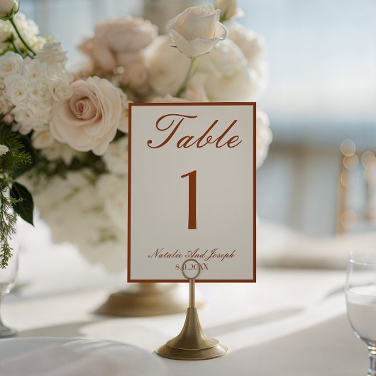 Terracotta Burnt Orange Old Money Wedding Table Einladung