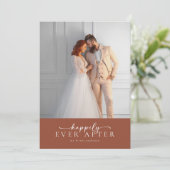 Terracotta Burnt Orange Photo Wedding Dankeskarte (Stehend Vorderseite)