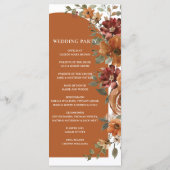 Terracotta Burnt Orange Rust Arch Hochzeit Programm (Rückseite)