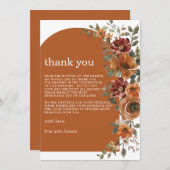 Terracotta Burnt Orange Rust Hochzeit im Herbst Dankeskarte (Vorne/Hinten)