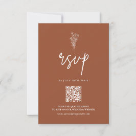 Terracotta Burnt Orange Rustic Wedding QR Code RSVP Karte