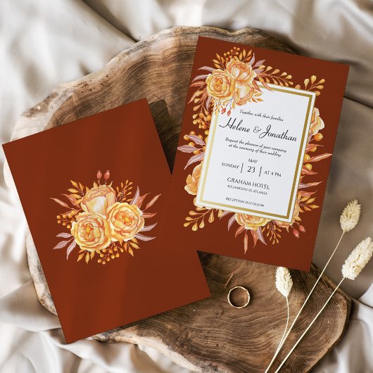 Terracotta Burnt Orange Rustikale Hochzeit Einladung