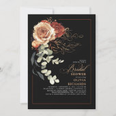 Terracotta Burnt Orange Schwarzes Brautparty Einladung (Vorderseite)