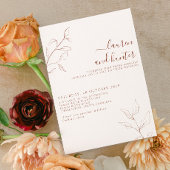 Terracotta Burnt Orange Script Botanische Hochzeit Einladung