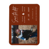 Terracotta Burnt Orange Simple Handwriting Foto S Magnet (Vertikal)