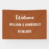 Terracotta Burnt Orange Simple Modern Wedding Banner (Horizontal)