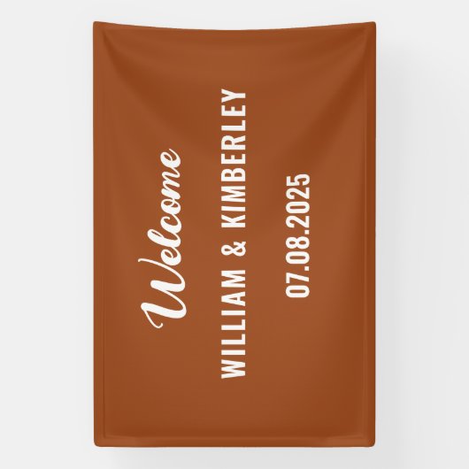 Terracotta Burnt Orange Simple Modern Wedding Banner (Vertikal)