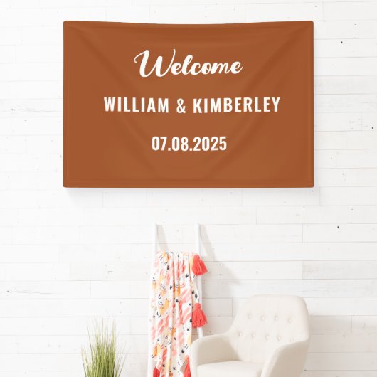 Terracotta Burnt Orange Simple Modern Wedding Banner (InSitu)