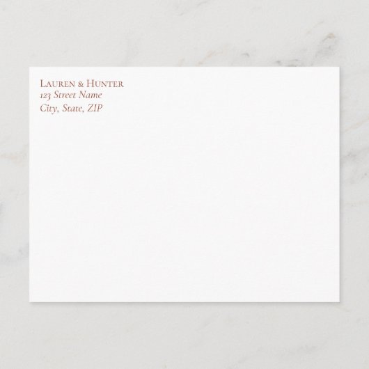 Terracotta Burnt Orange UAWG Einladungspostkarte (Rückseite)