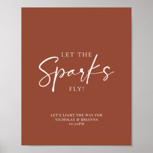 Terracotta Burnt Orange Wedding Sparkler Absenden Poster
