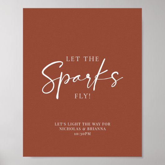 Terracotta Burnt Orange Wedding Sparkler Absenden Poster (Vorne)