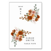 Terracotta Burnt Orange Wedding Table Place Card Tischnummer (Vorderseite)