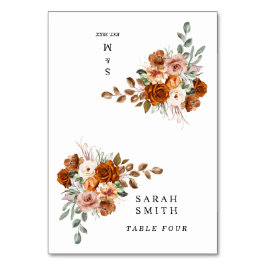 Terracotta Burnt Orange Wedding Table Place Card Tischnummer