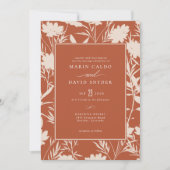 Terracotta Burnt Orange Wildblume Wedding Einladung (Vorderseite)