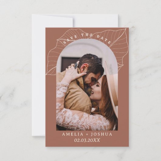 Terracotta Burnt Orange Wohnung Save the Date Kart (Vorderseite)