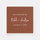 Terracotta Burnt Umber Classic Script Wedding Serviette (Vorderseite)