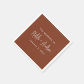 Terracotta Burnt Umber Classic Script Wedding Serviette (Ecke)