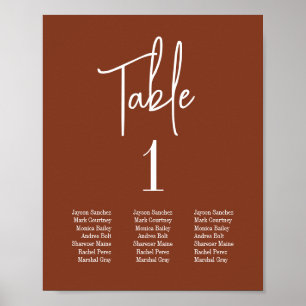 Terracotta Burnt Umber Script Table Seekarte Poster