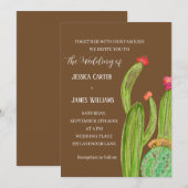 Terracotta Cactus Desert Mexico Wasserfarbenhochze Einladung (Vorne/Hinten)