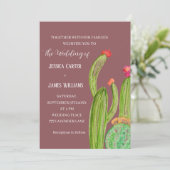 Terracotta Cactus Desert Mexico Wasserfarbenhochze Einladung (Stehend Vorderseite)