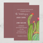 Terracotta Cactus Desert Mexico Wasserfarbenhochze Einladung (Vorne/Hinten)