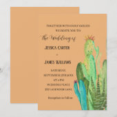 Terracotta Cactus Desert Mexico Wasserfarbenhochze Einladung (Vorne/Hinten)