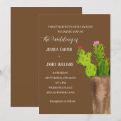 Terracotta Cactus Desert Mexico Wasserfarbenhochze Einladung (Vorne/Hinten)