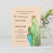 Terracotta Cactus Desert Mexico Wasserfarbenhochze Einladung (Stehend Vorderseite)