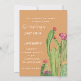 Terracotta Cactus Desert Mexico Wasserfarbenhochze Einladung