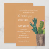 Terracotta Cactus Desert Mexico Wasserfarbenhochze Einladung (Vorne/Hinten)