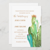 Terracotta Cactus Desert Mexico Wasserfarbenhochze Einladung (Vorne/Hinten)