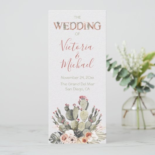 Terracotta & Cactus Wedding Fiesta Programm (Stehend Vorderseite)