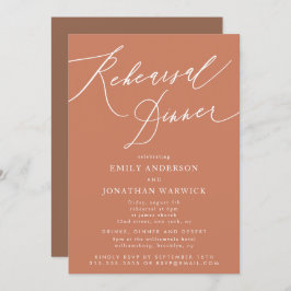 Terracotta Calligrafy Wedding Probe Dinner Einladung
