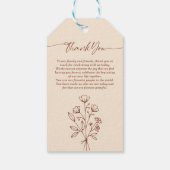 Terracotta Calligraphy Boho Botanicals Vielen Dank Geschenkanhänger (Rückseite)