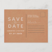 Terracotta Calligraphy Save the Date Wedding Postkarte (Rückseite)