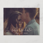 Terracotta Calligraphy Save the Date Wedding Postkarte (Vorderseite)