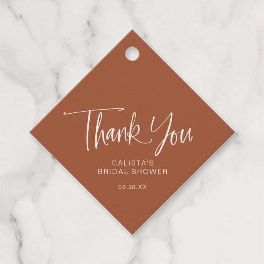 Terracotta Calligraphy Script Danke Geschenkanhänger (Vorderseite)