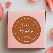 Terracotta Calligraphy Script Wedding Gift Favor Runder Aufkleber