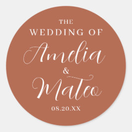 Terracotta Calligraphy Wedding Umschlag Aufkleber