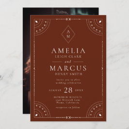 Terracotta Celestial Moon & Stars Hochzeit Einladung