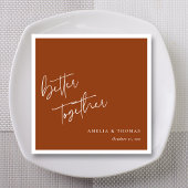 Terracotta Chic: Personalisierte White Script Wedd Serviette