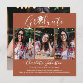 Terracotta Chic Script Graduate 4 Foto Abschluss Ankündigung (Vorne/Hinten)