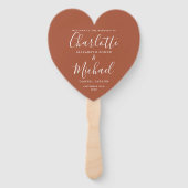 Terracotta Chic Wedding Program Heart Hand Fan Fächer (Vorderseite)