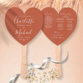 Terracotta Chic Wedding Program Heart Hand Fan Fächer