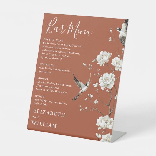 Terracotta Chinoiserie Bar Florenz Sockelschild (Vorderseite)