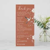 Terracotta Chinoiserie Hochzeit Dankeschön Karte (Stehend Vorderseite)