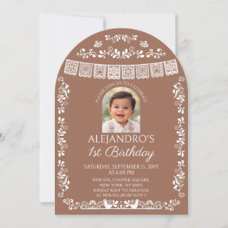 Terracotta Cielito Lindo Jungen 1. Geburtstagsfoto Einladung
