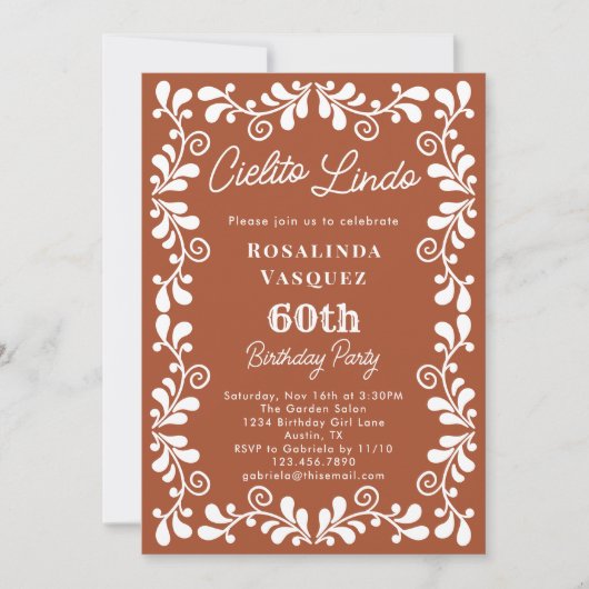 Terracotta Cielito Lindo mexikanisch 60. Geburtsta Einladung (Vorderseite)