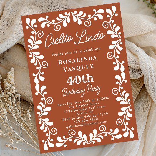 Terracotta Cielito Lindo Mexikanischer 40. Geburts Einladung
